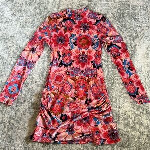 Free People Della Burn Out Mini Dress, fruit punch combo, M, NWT